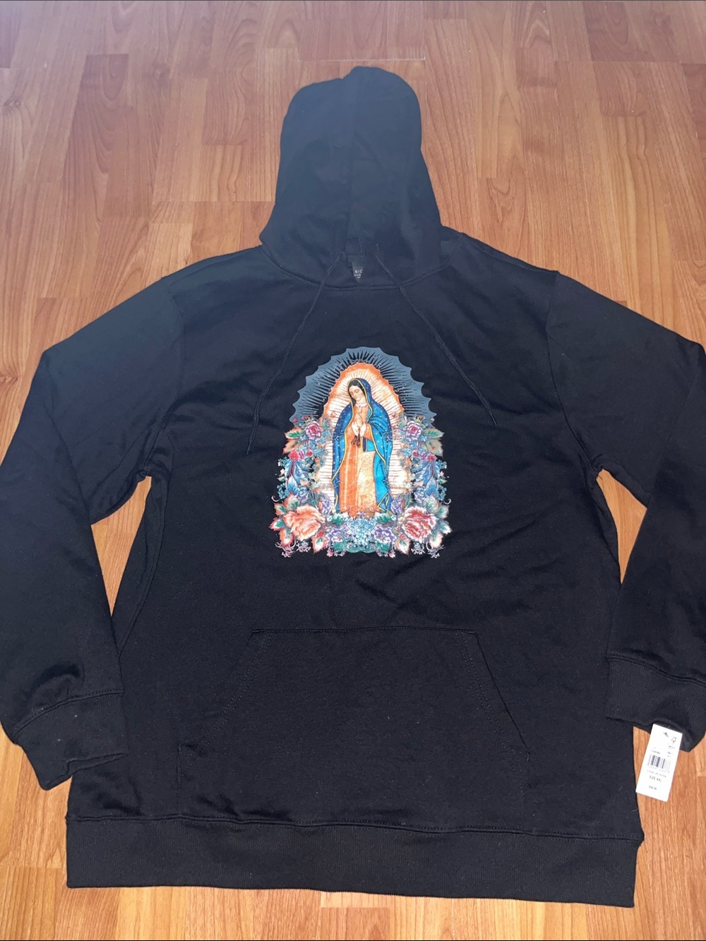 Bioworld Black Hoodie with Colorful Virgin Mary Graphic
